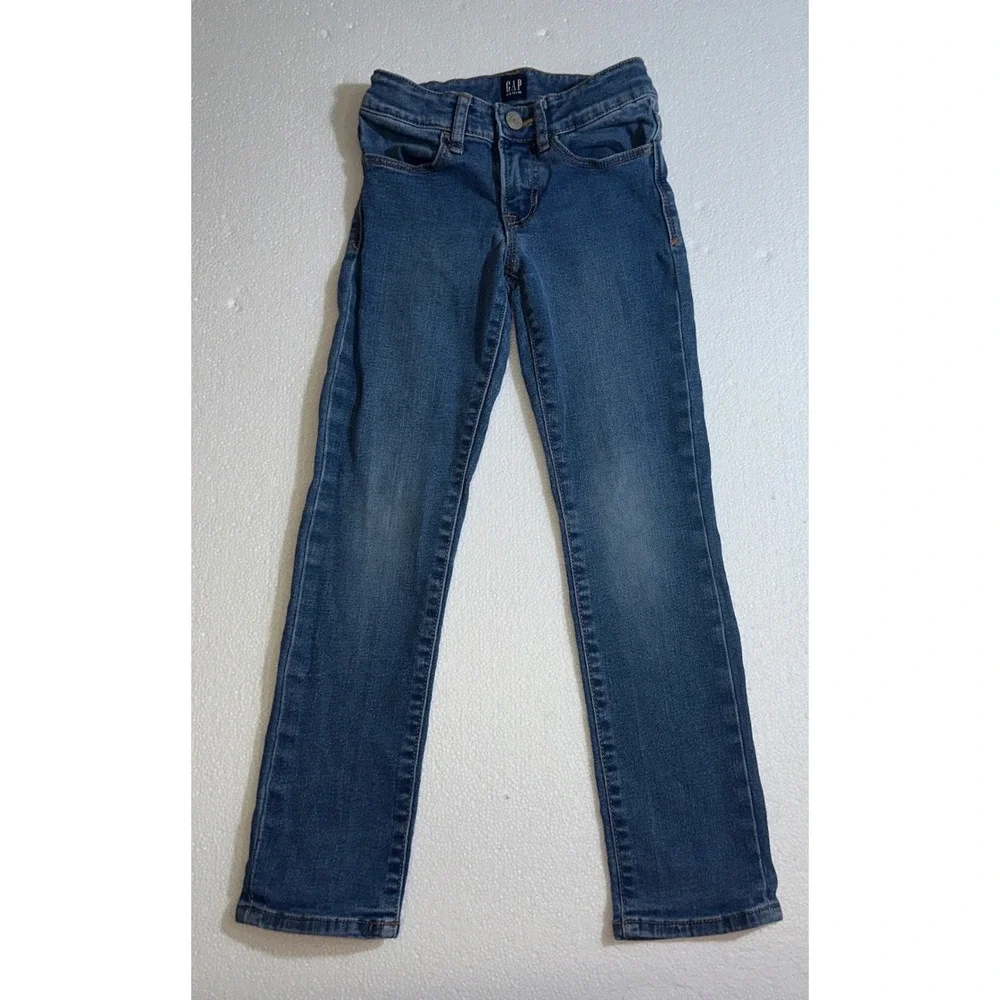 Gap Kids Boys Size 7 Slim Stretch Straight Leg Jeans Medium Blue Wash Denim